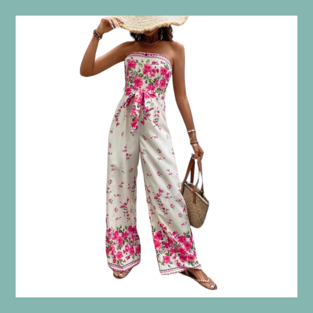 Floral Print Belted Tube Jumpsuit Absolutely gorgeous very comfortable.